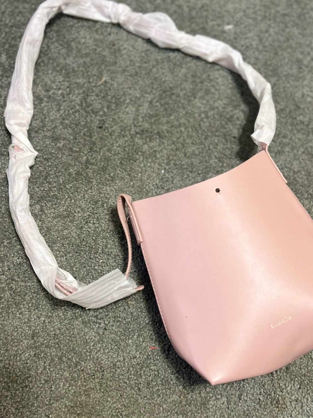 Structured Pink Bucket Crossbody Bag with Adjustable Strap